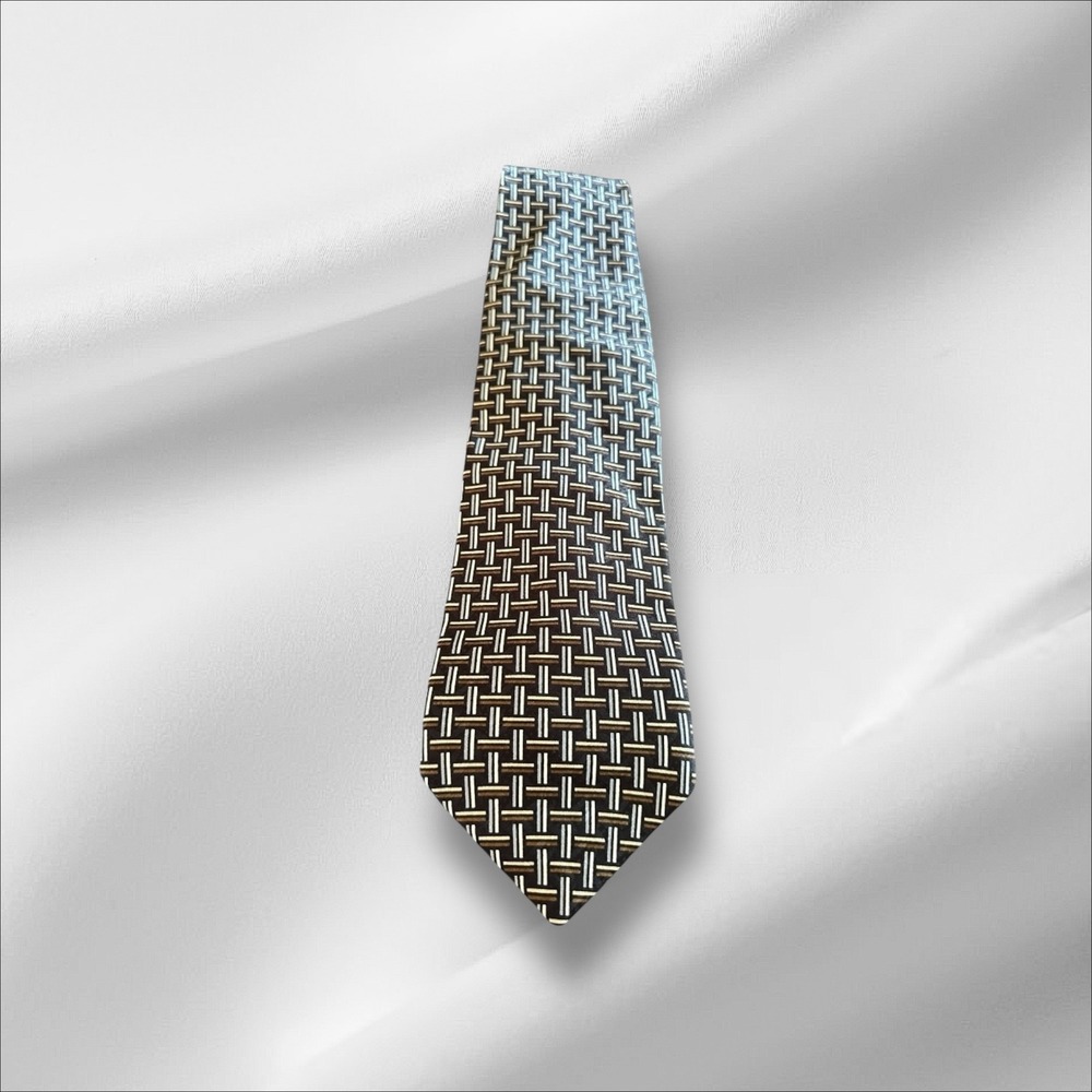 J. Ferrar Italian Silk Necktie Woven Geometric Pattern Made in Italy‎